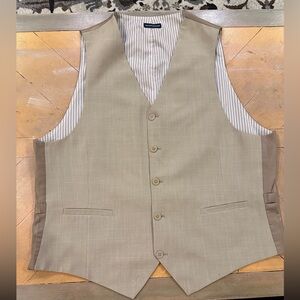 Stafford Vest Waistcoat Mens L Brown Pockets Formal Adjustable Back